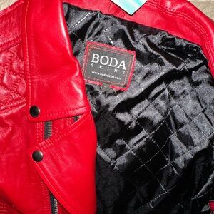 Boda Skins Women's Red Leather Jacket
